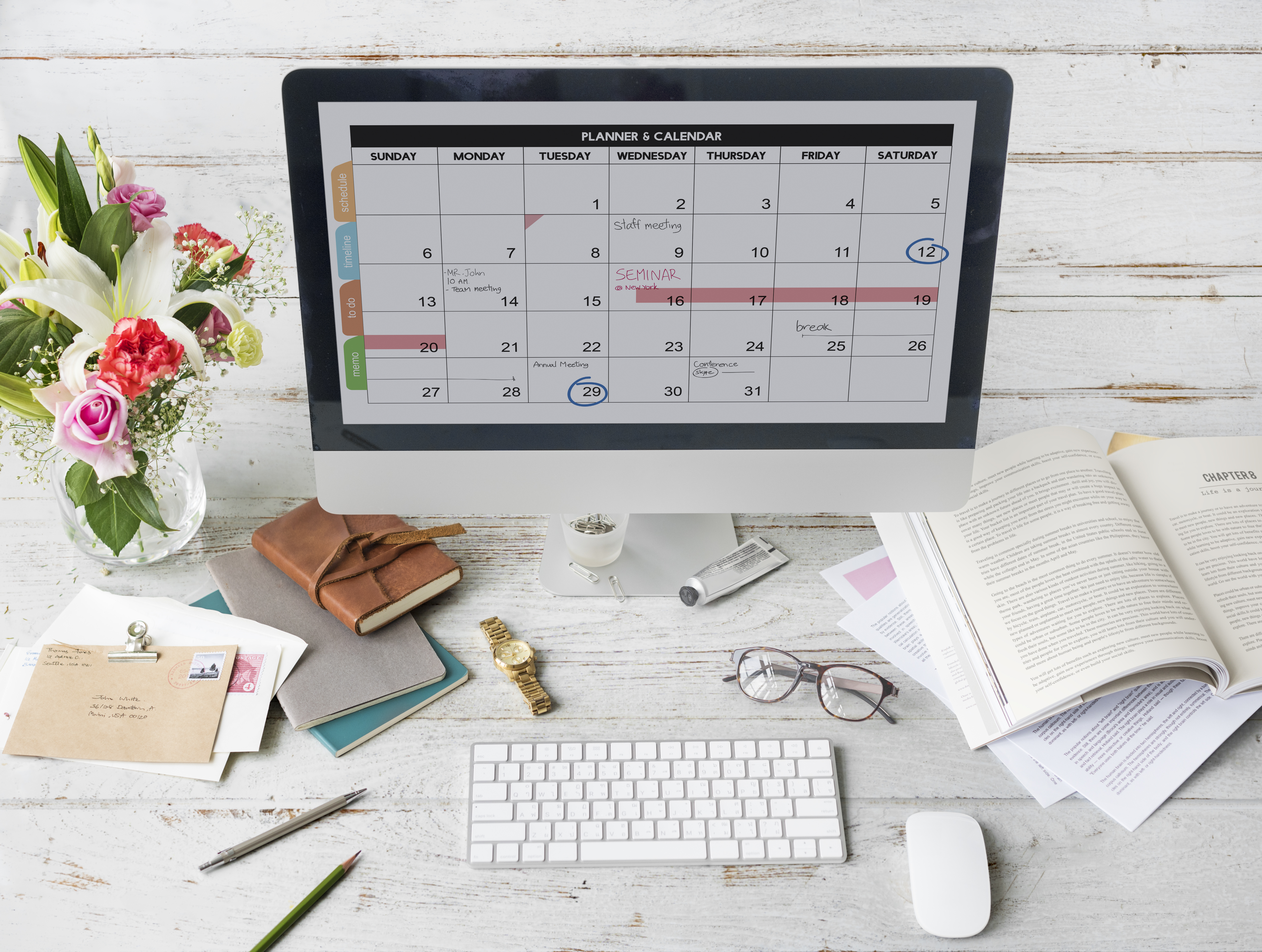 captura de tela de um calendário digital bem organizado.